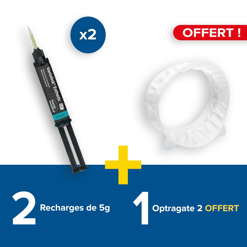 2 recharges de 5g Variolink Esthetic DC + 1 Optragate 2 assortiment offert