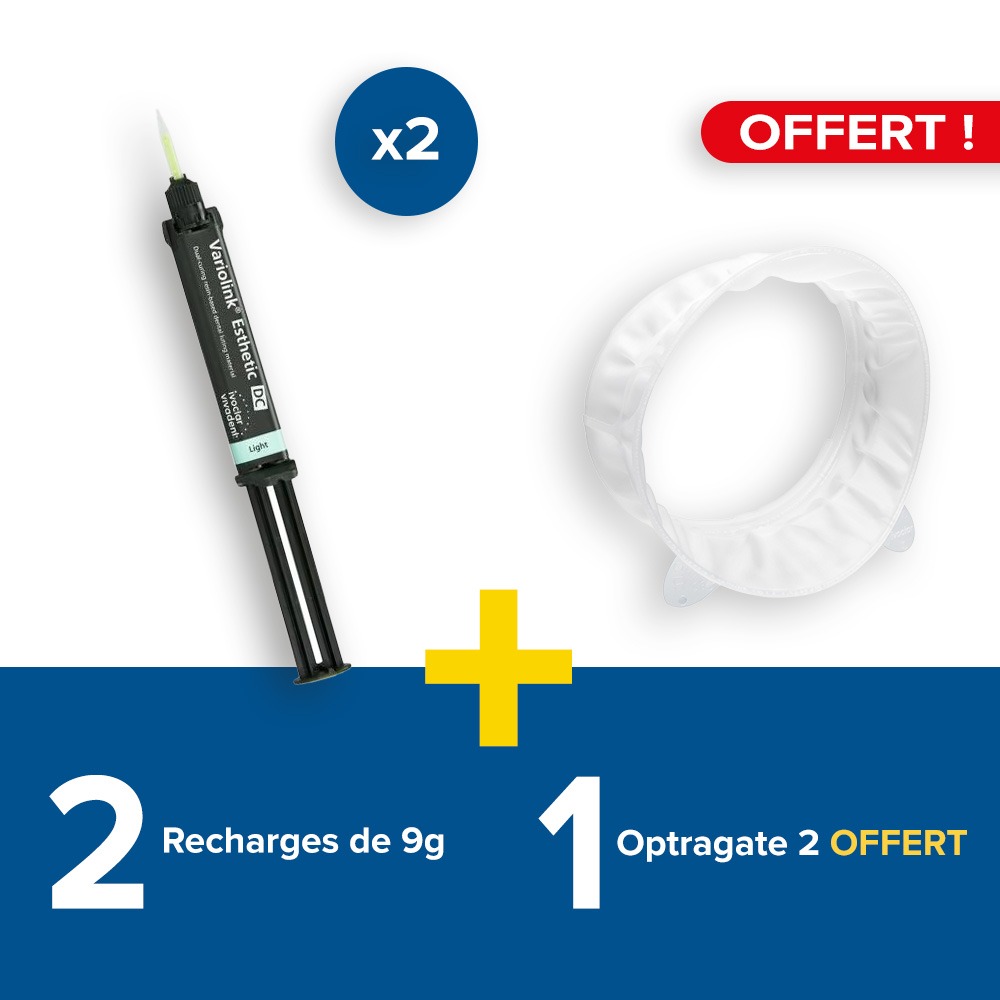 2 recharges de 9g Variolink Esthetic DC + 1 Optragate 2 assortiment offert