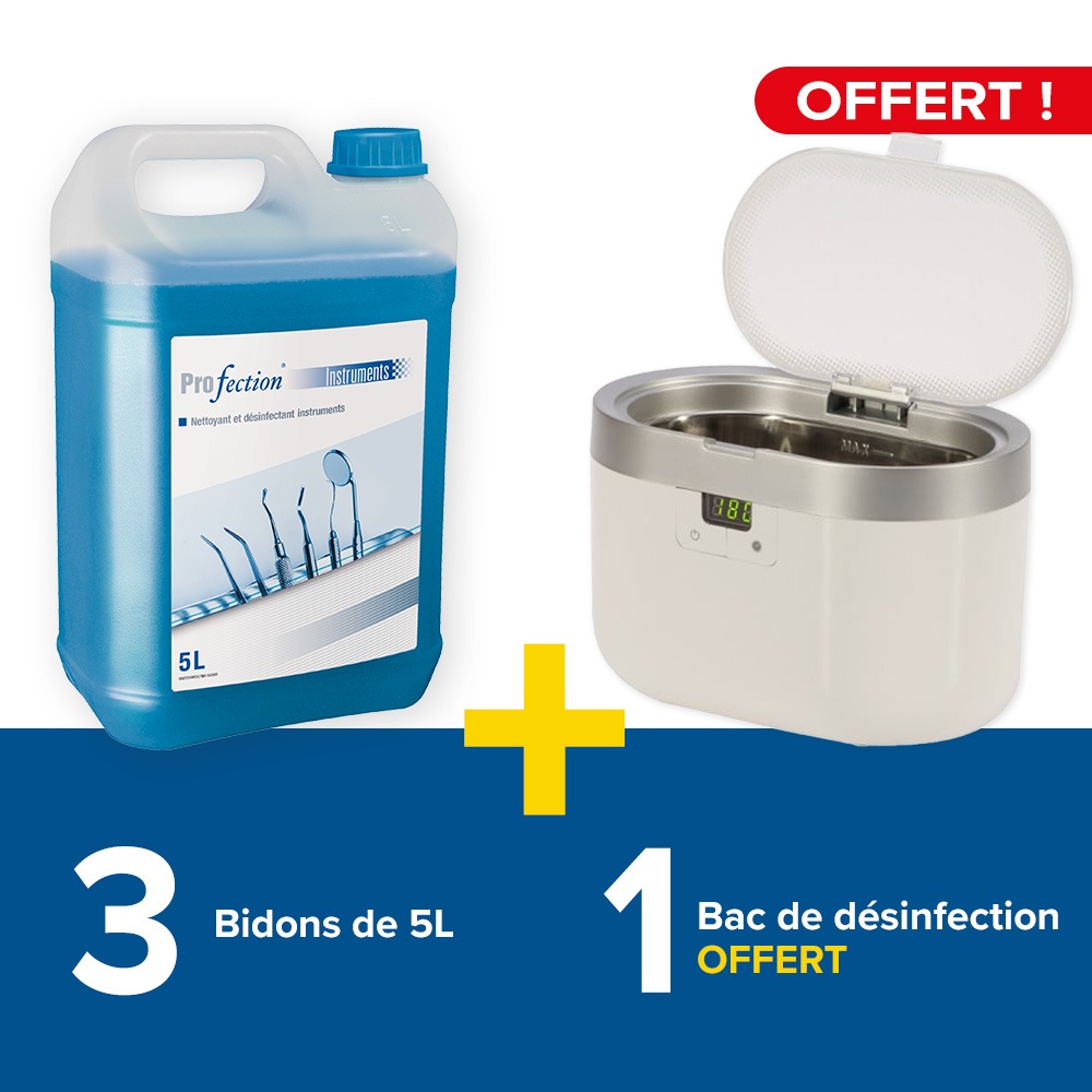 Lot de 3 bidons de 5L profection + 1 bac de d&eacute;sinfection
