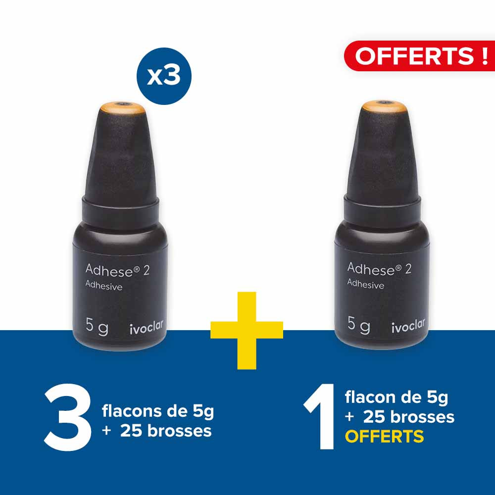 3 flacons de 5g/Br Adhese 2 Ivoclar + 1 flacon offert