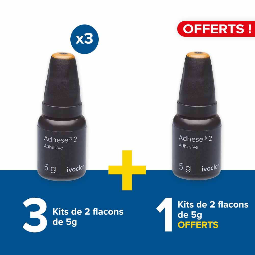 3 lots de 2 flacons 5g Adhese 2 Ivoclar + 1 flacon offert