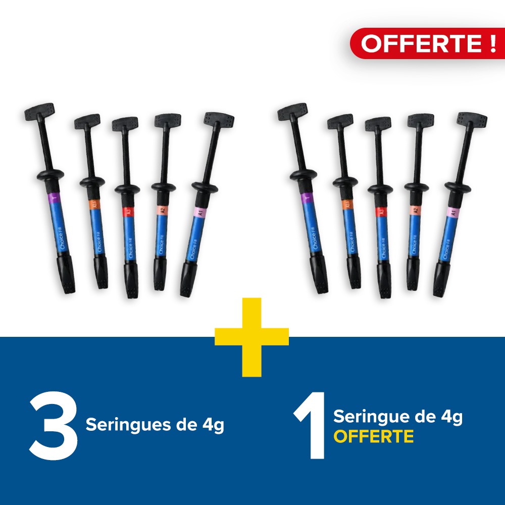 3 seringues de 4g Choice Fill Ivoclar + 1 seringue offerte
