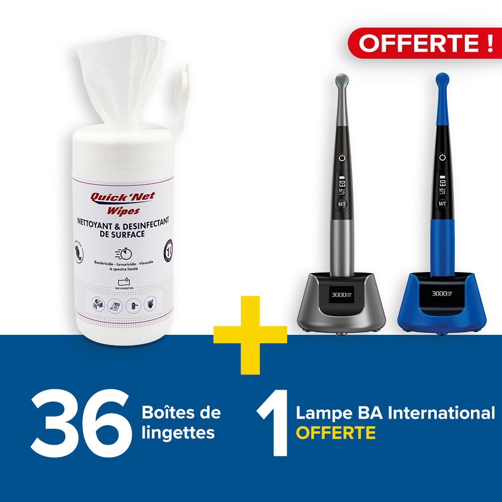 36 boîtes de 100 lingettes Quick'Net + 1 Lampe Led Ultimate BASE240 Offerte