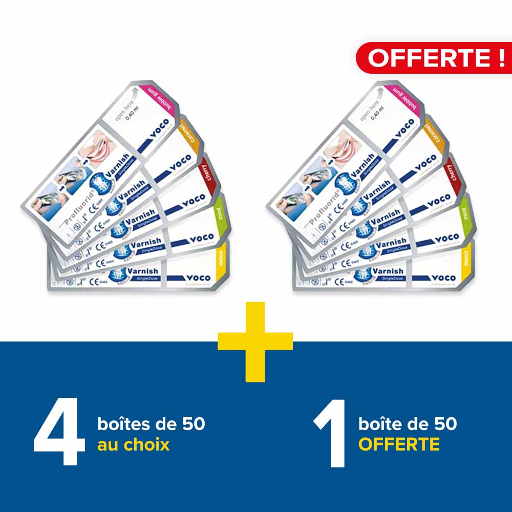 4 boîtes de 50 Profluorid varnish + 1 boîte offerte
