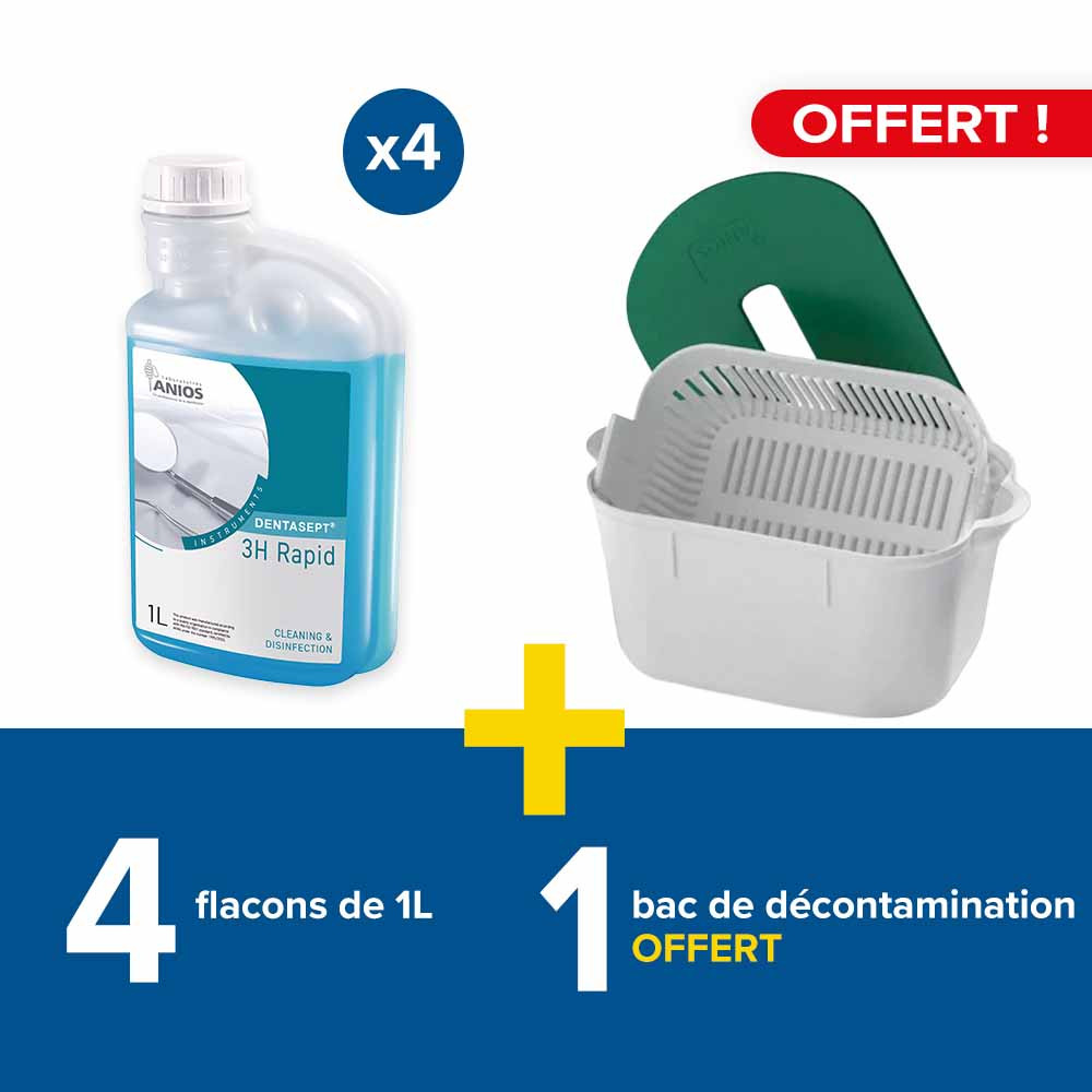 4 flacons de 1L Dentasept 3H Rapid + 1 bac décontamination des instruments 2L