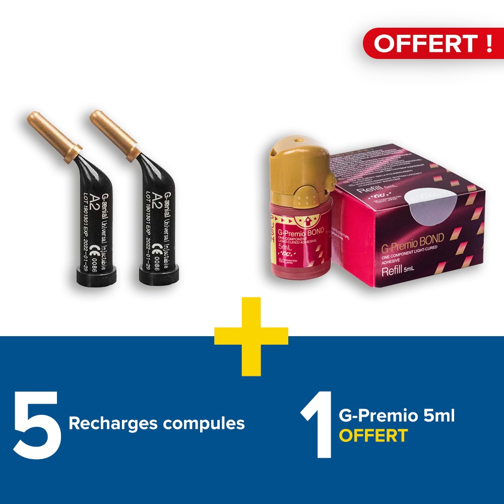 5 recharges compules G-aenial Universal Injectable + 1 G-premio 5ml Offert