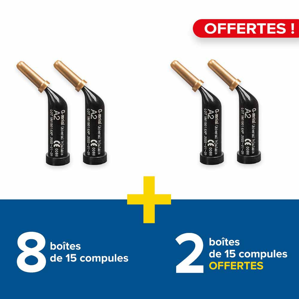 8 boîtes de 15 compules G-Aenial Universal Injectable + 2 boîtes offertes