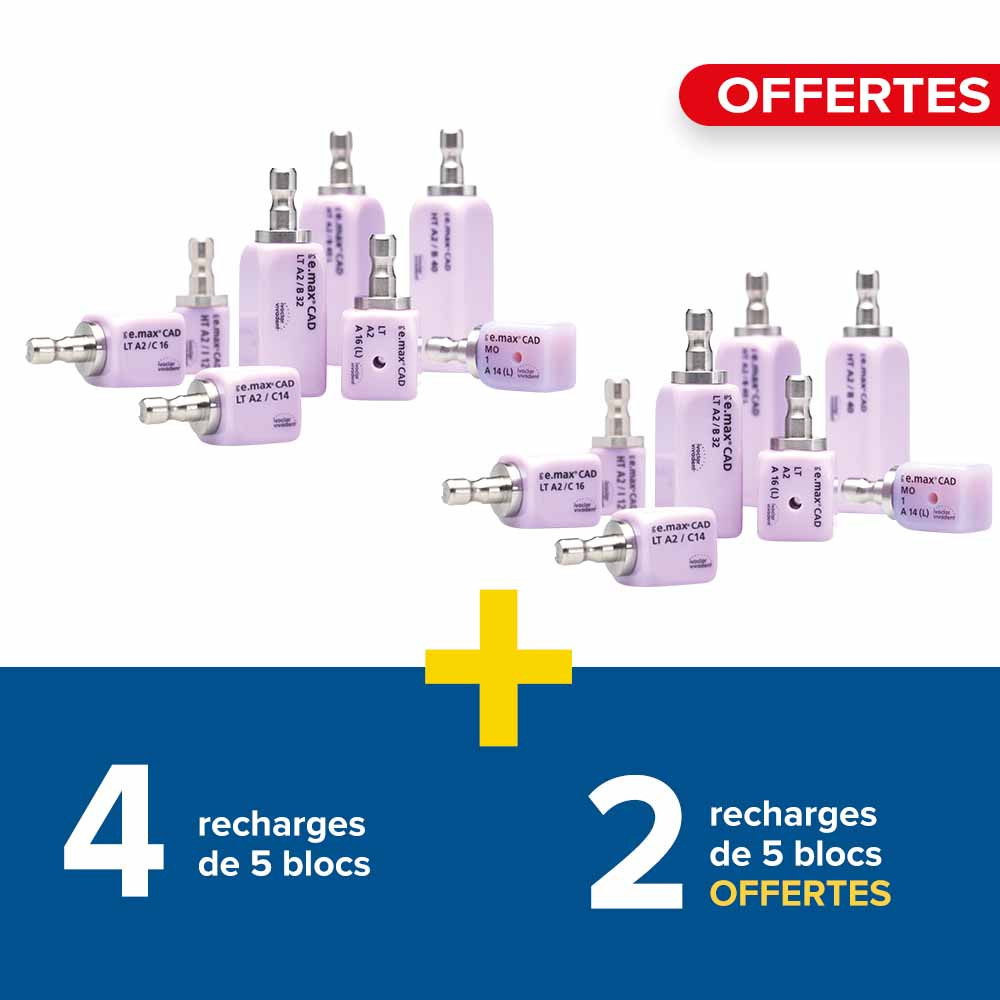 4 boîtes IPS e.max CAD HT LT + 2 offertes