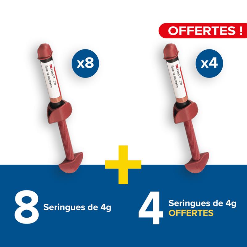 8 seringues de 4g 3M Filtek Z250 + 4 seringues offertes
