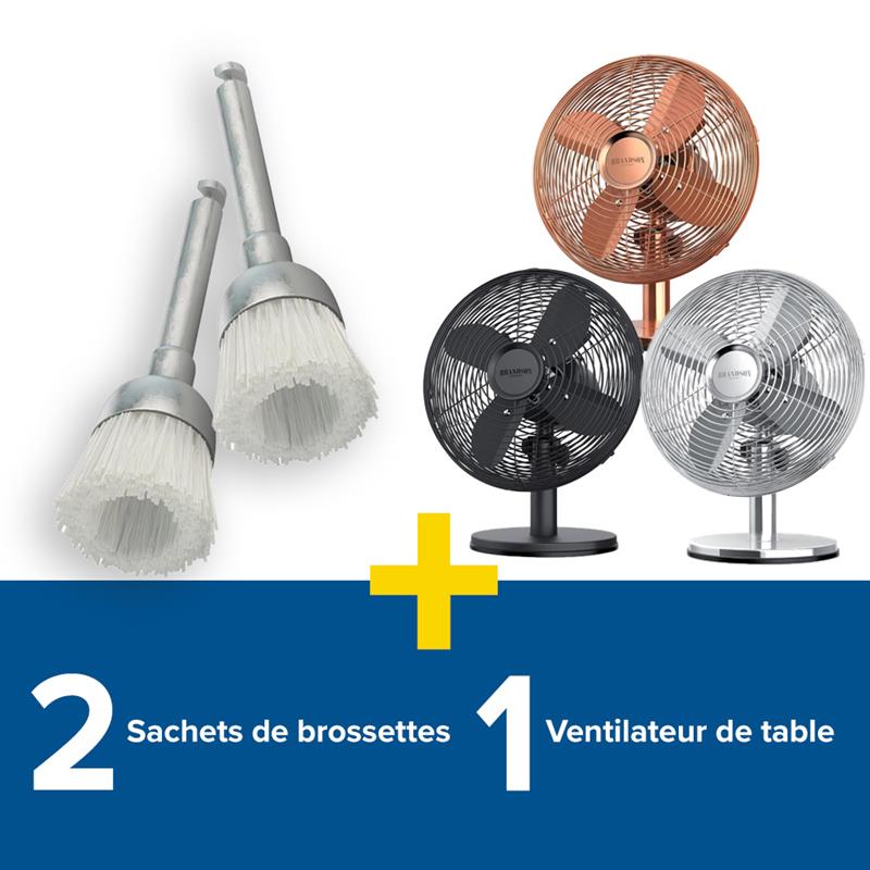 2 sachets de brossettes + 1 ventilateur de table